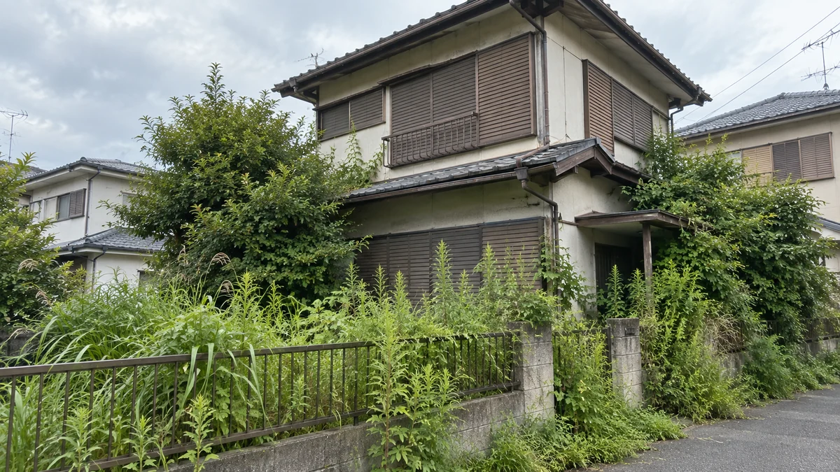 草木が伸びたまま放置された空き家のイメージ