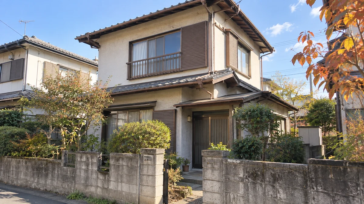 昭和に建てられた木造二階建ての実家のイメージ