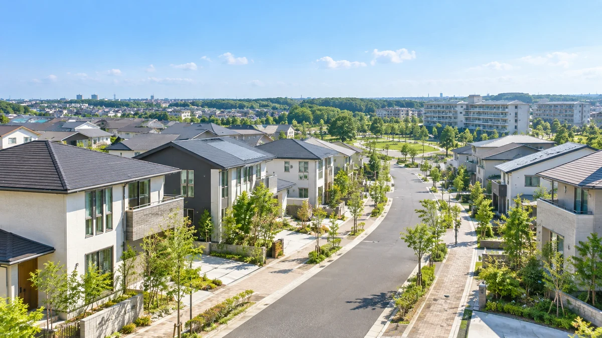 区画整理された新しい住宅街のイメージ